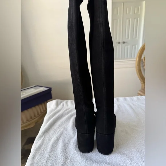Stuart Weitzman Tieland Over-The-Knee Black Suede Boots - Picture 5 of 11